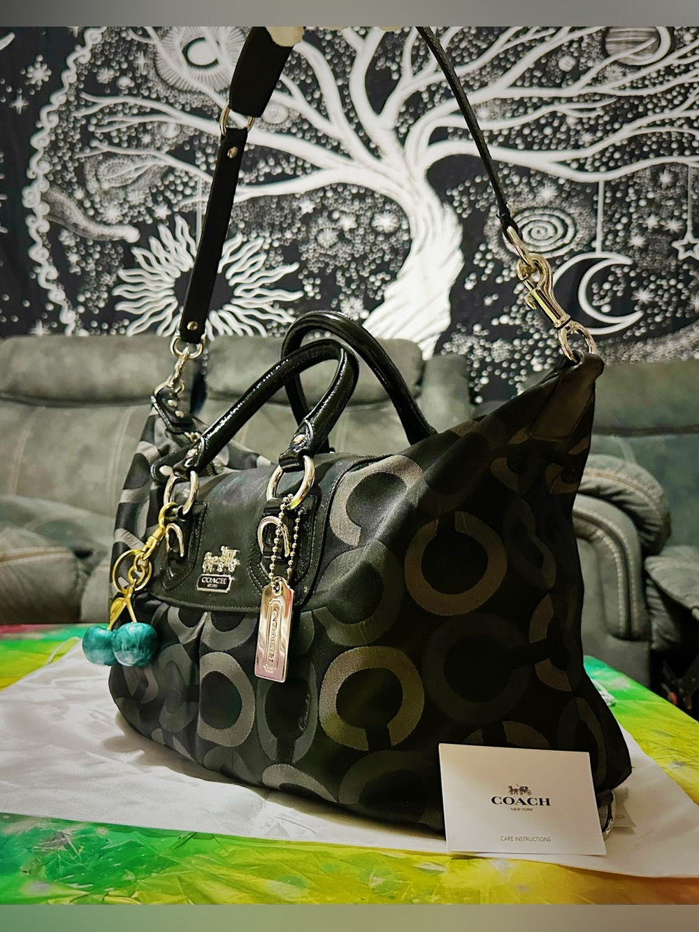 Vintage style Coach soho shoulder Bag Black Signature Satchel tote handbag - Picture 17 of 17